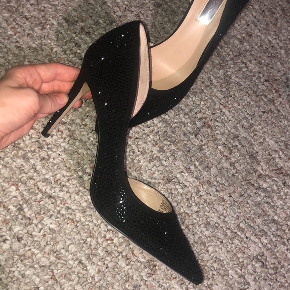 Women’s black heels with rhinestones all over shoe - Picture 5 of 7